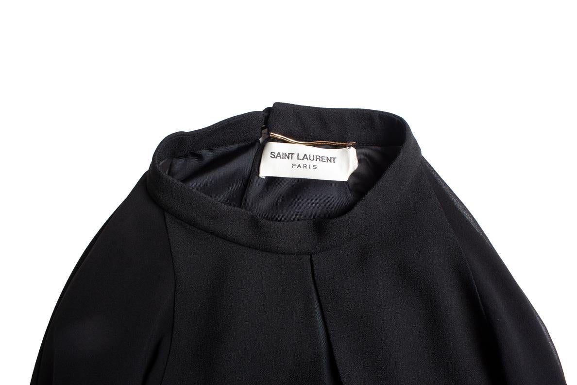 Saint Laurent, black dress with puff sleeves In Excellent Condition For Sale In AMSTERDAM, NL