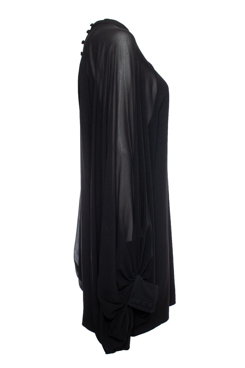 Women's Saint Laurent, black dress with puff sleeves For Sale