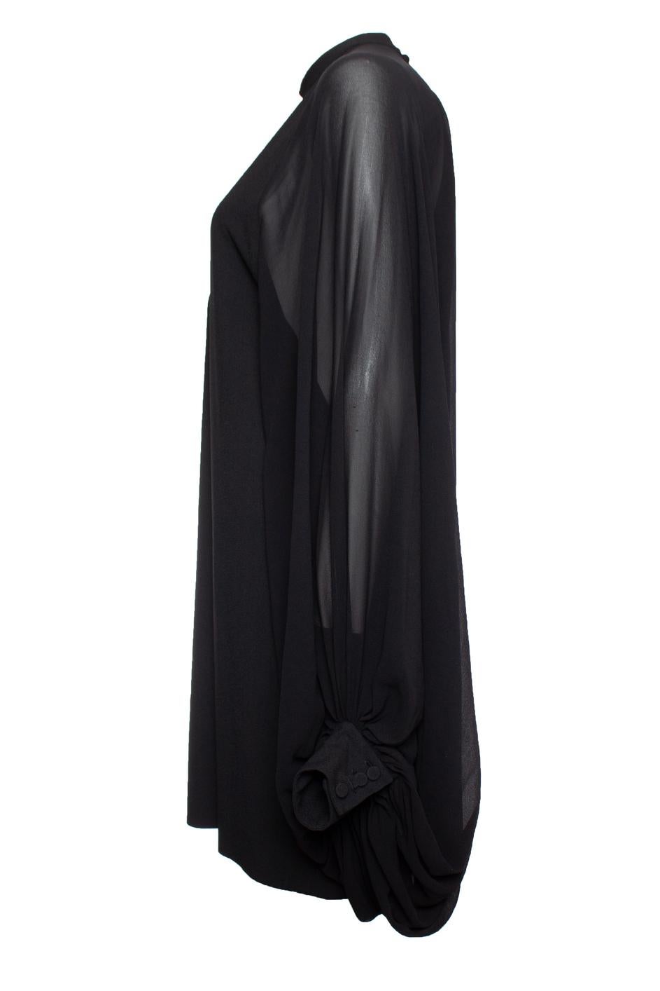 Saint Laurent, black dress with puff sleeves For Sale 1