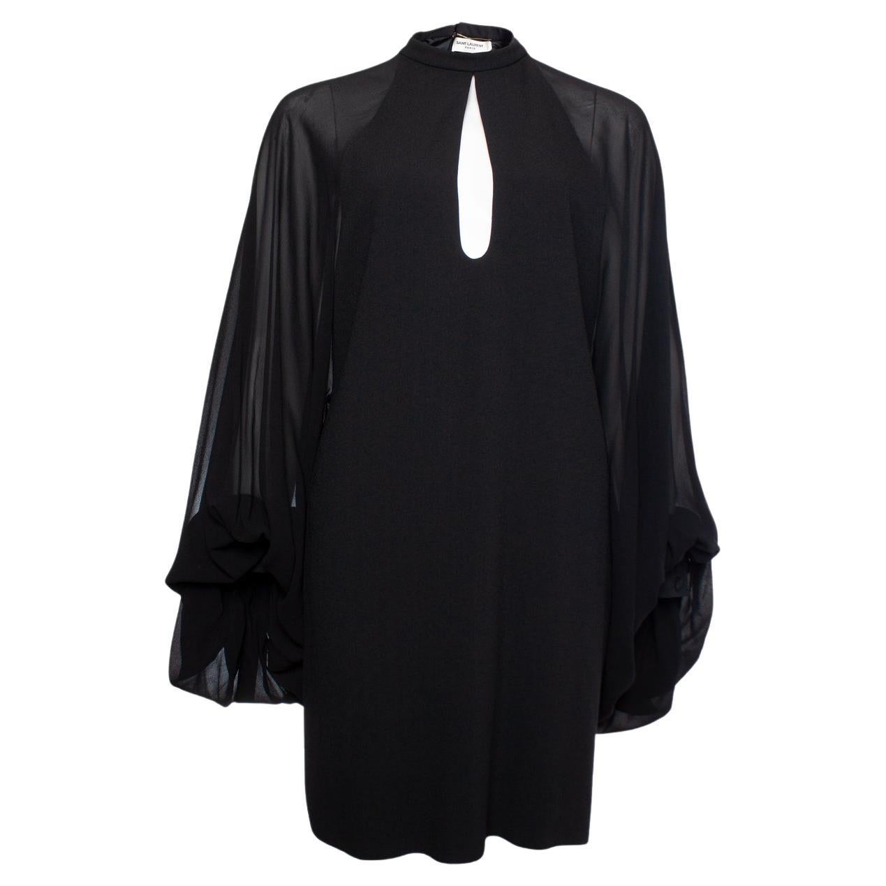 Saint Laurent, black dress with puff sleeves For Sale