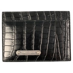 SAINT LAURENT Black Embossed Leather Bill Clip Card Case