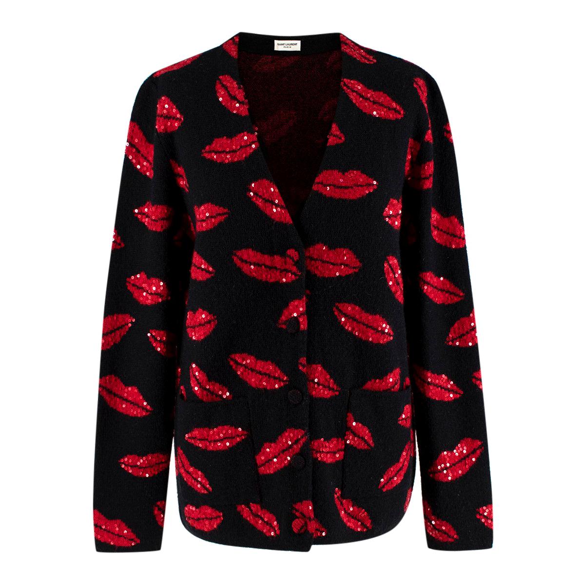 Saint Laurent Black Embroidered Lips 