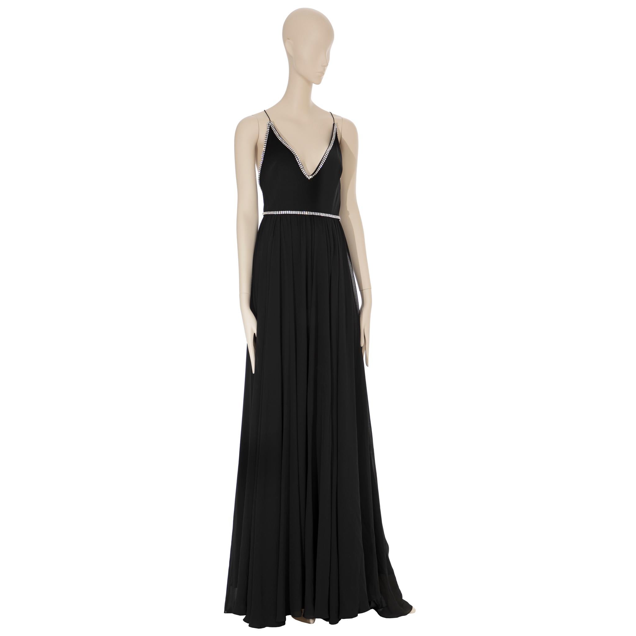 Saint Laurent Black Evening Gown With Crystal Details 38 FR In New Condition For Sale In DOUBLE BAY, NSW