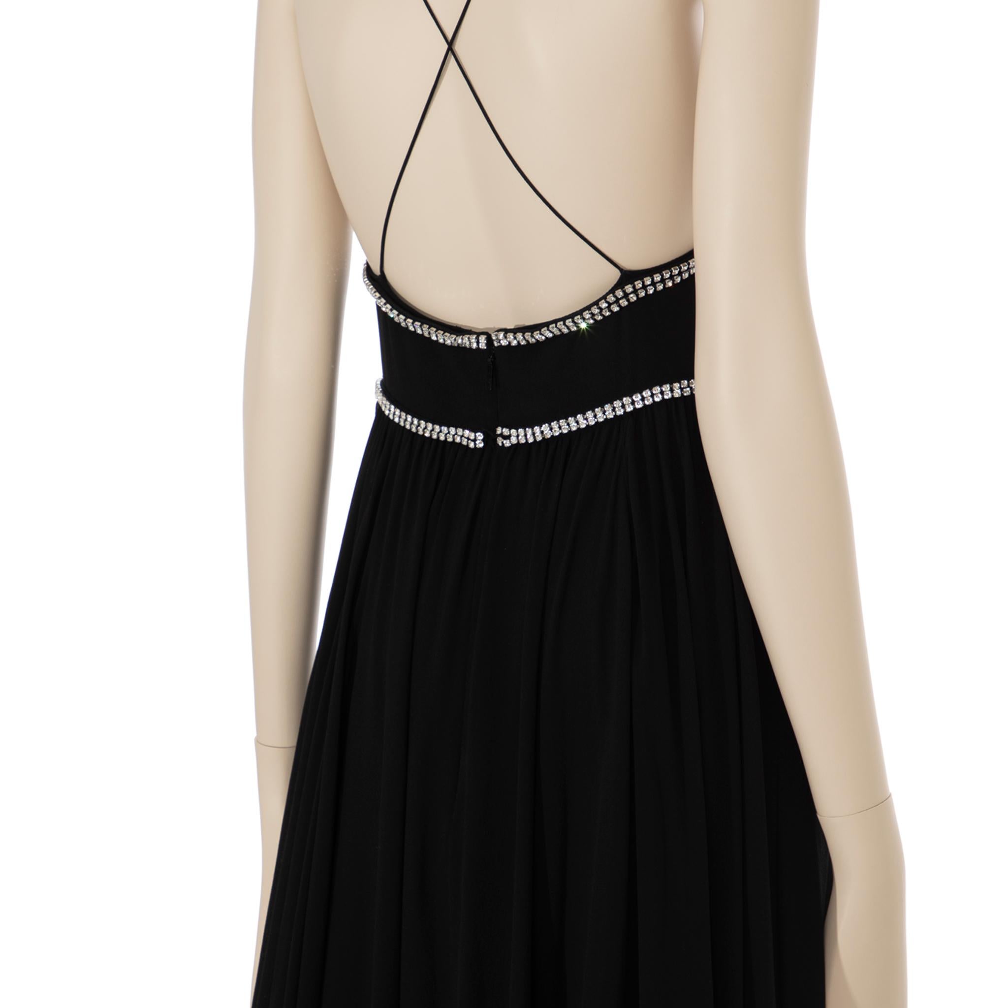 Saint Laurent Black Evening Gown With Crystal Details 38 FR For Sale 5