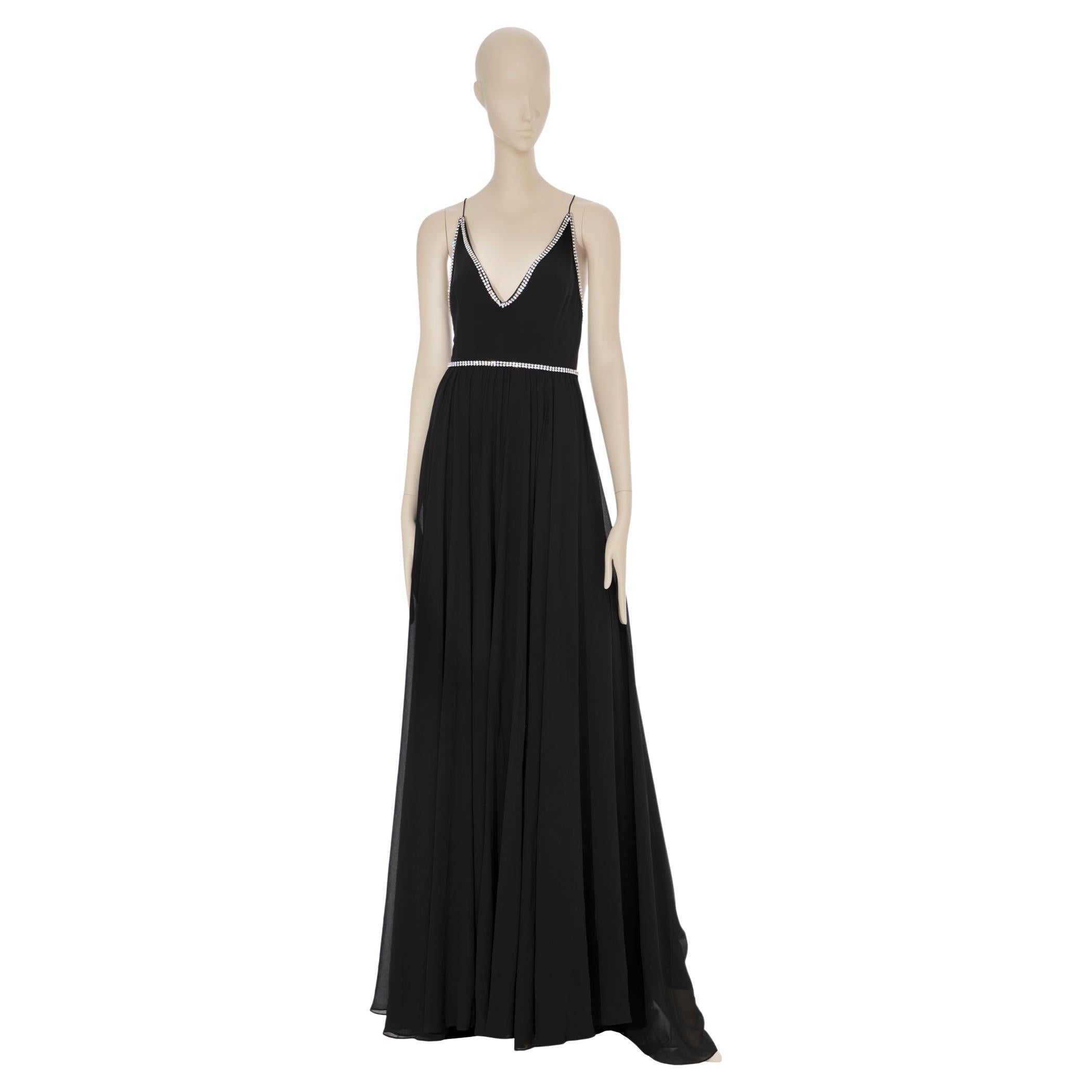 Saint Laurent Black Evening Gown With Crystal Details 38 FR For Sale