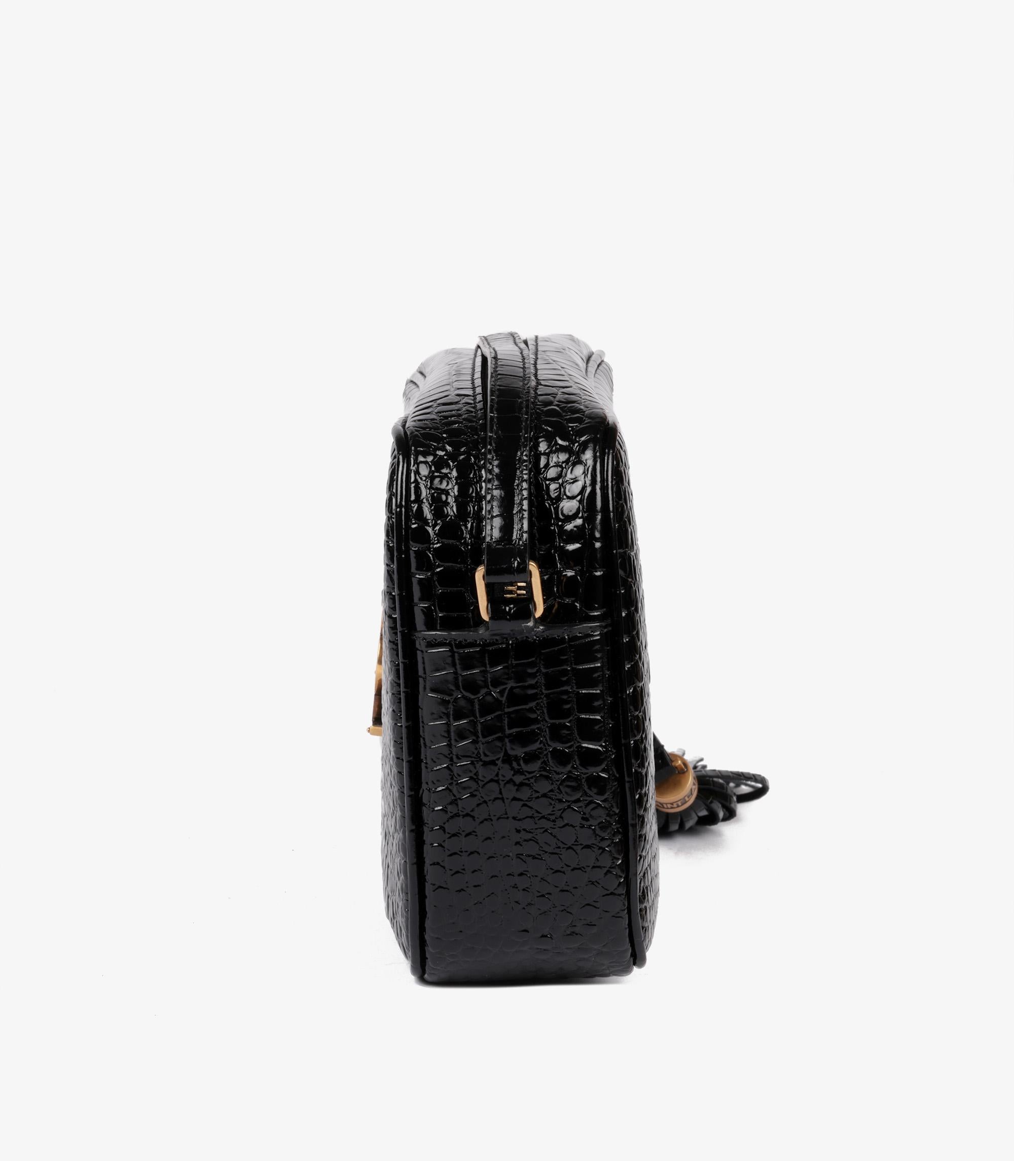 Saint Laurent Bolso Cámara Lou Negro Piel de becerro imitación cocodrilo charol en Excelente Estado en Bishop's Stortford, Hertfordshire