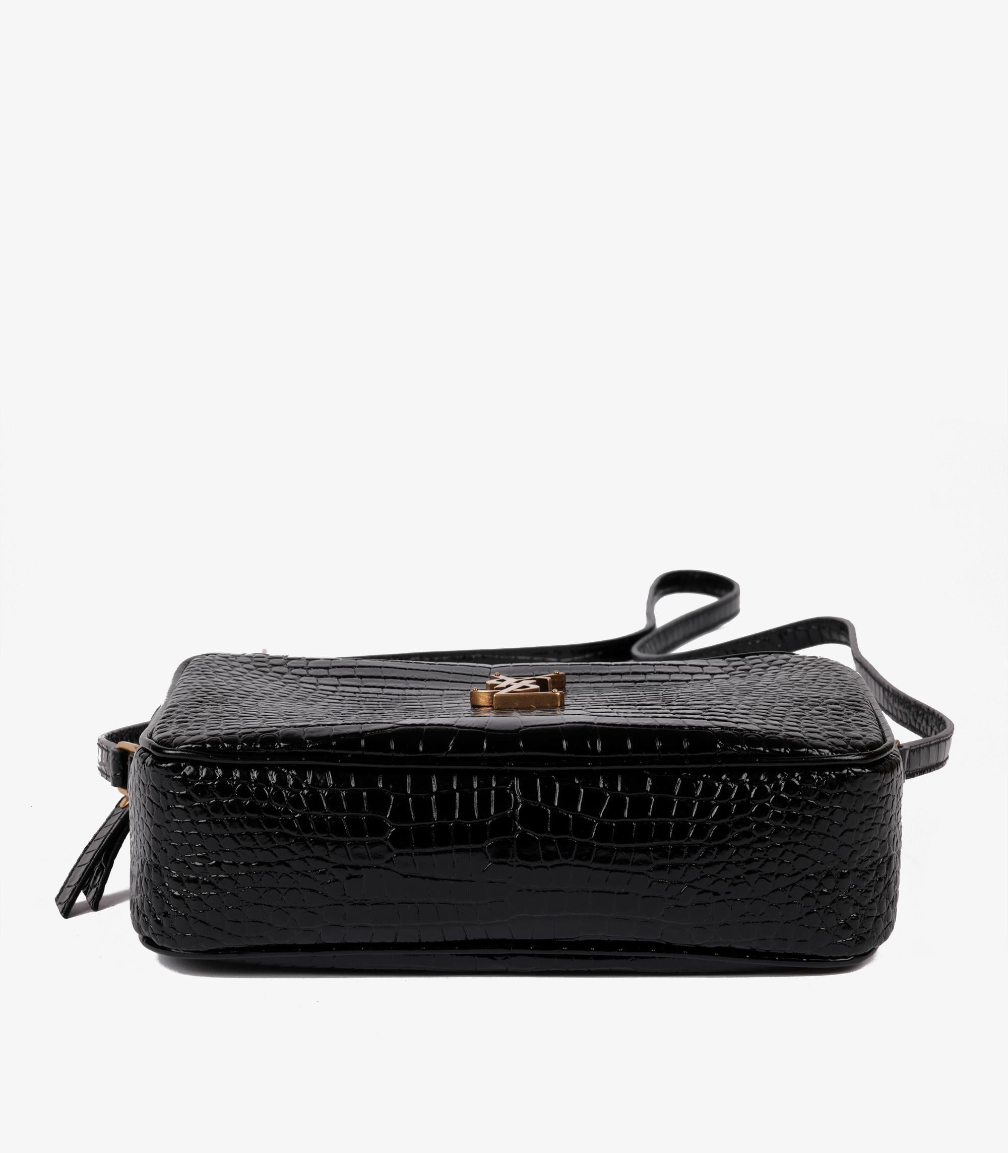Saint Laurent Bolso Cámara Lou Negro Piel de becerro imitación cocodrilo charol 1