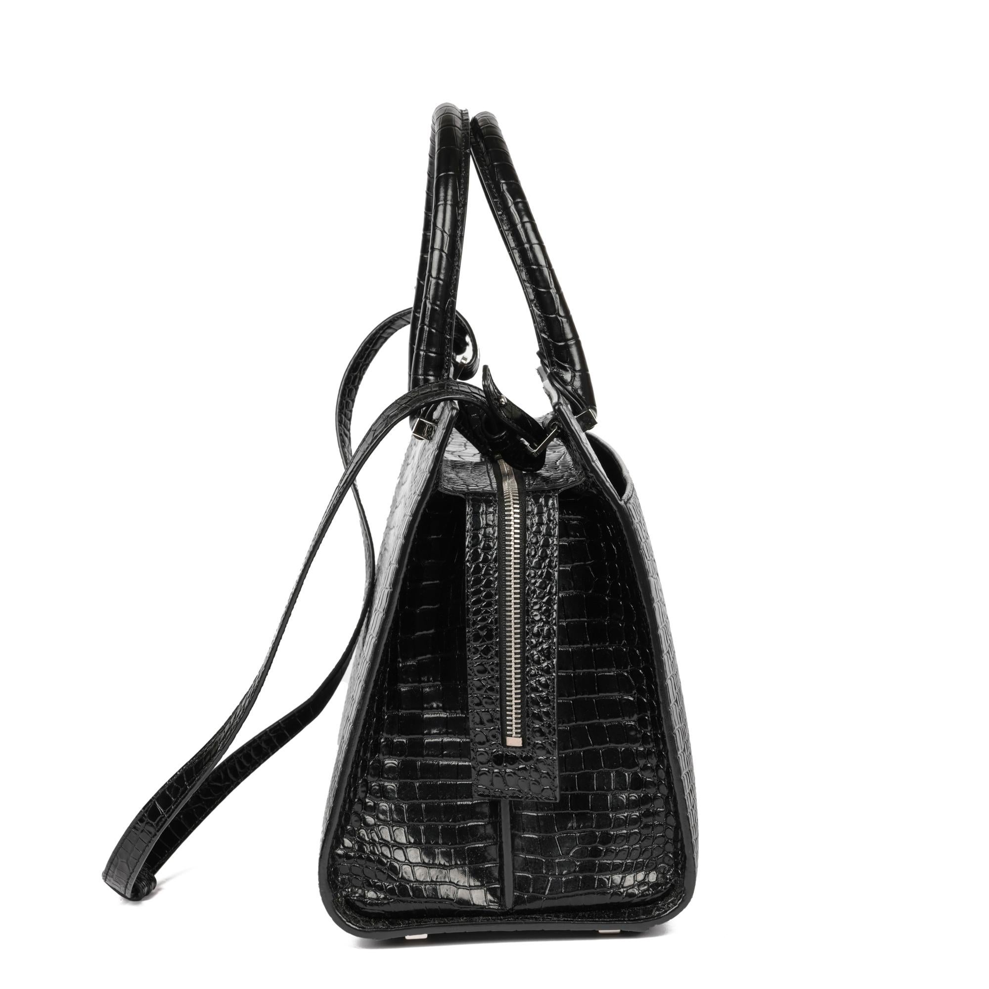 black faux leather embossed tote bag