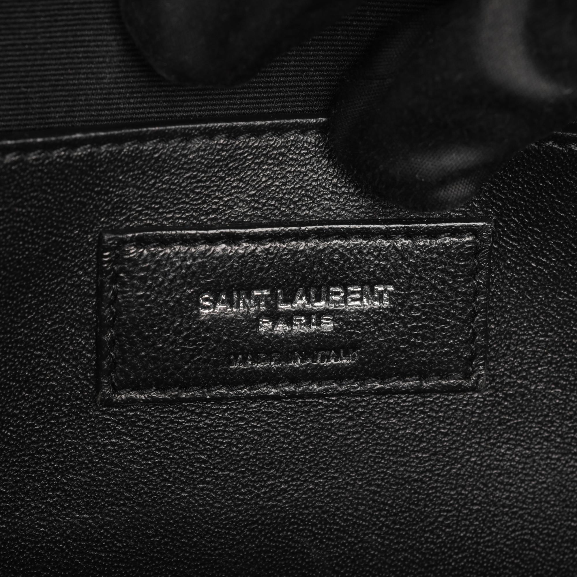 SAINT LAURENT Black Faux Crocodile-Embossed Leather Small Uptown Bag 3