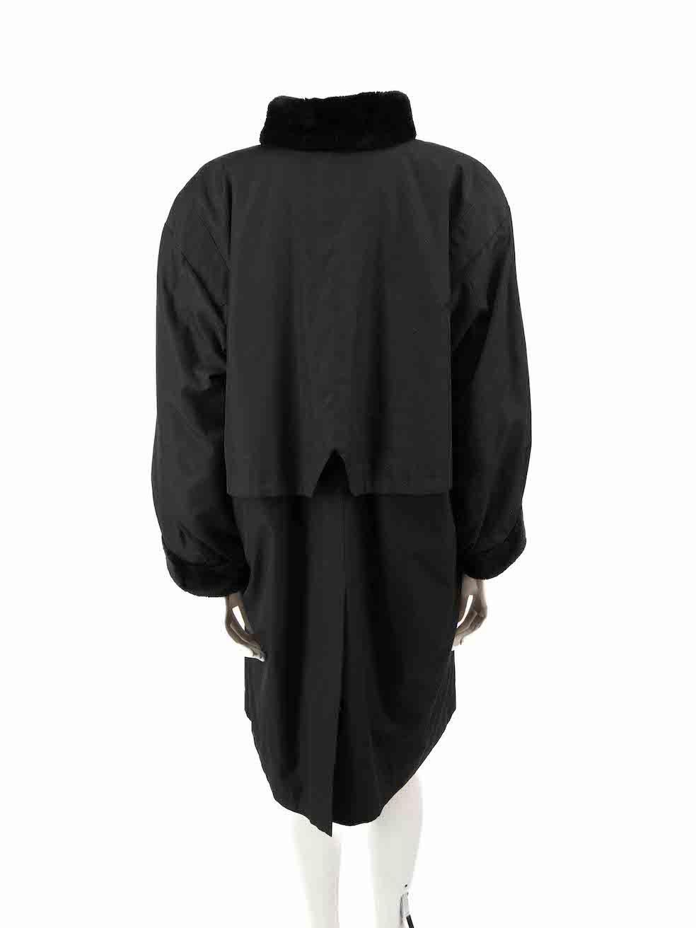 Saint Laurent Black Faux Fur Lined Coat Size M In Excellent Condition For Sale In London, GB