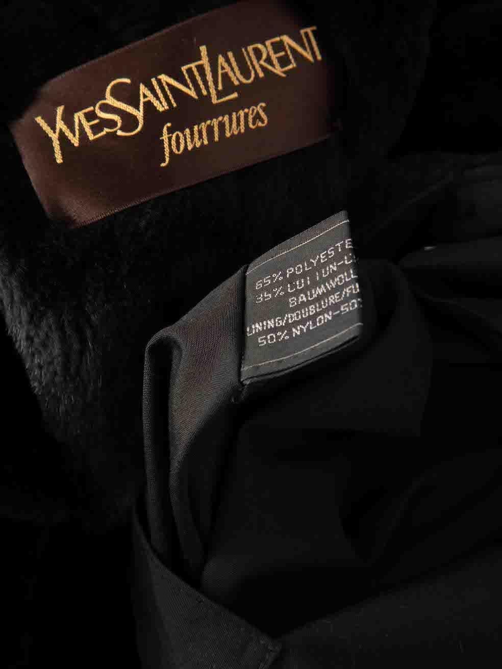 Saint Laurent Black Faux Fur Lined Coat Size M For Sale 1