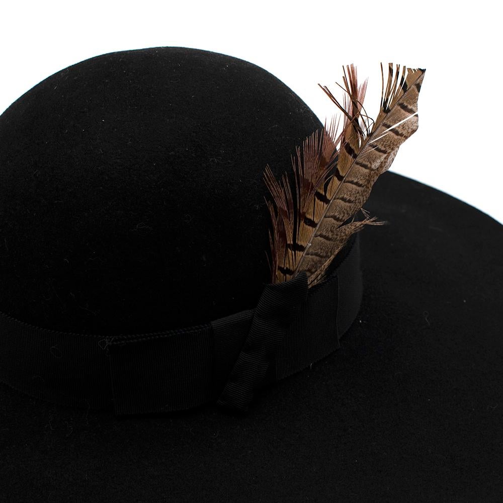 Saint Laurent Black Feather and Grosgrain-trimmed Hat 58 For Sale 2