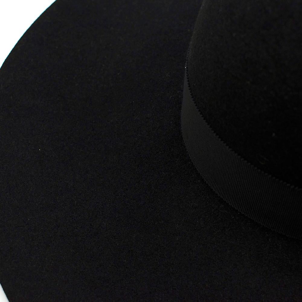 Saint Laurent Black Feather and Grosgrain-trimmed Hat 58 For Sale 3