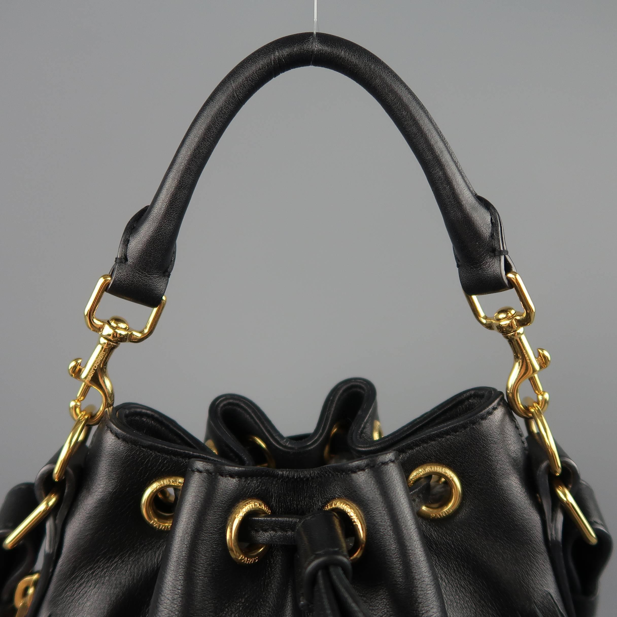 SAINT LAURENT Bucket Bag - Black Fringe Leather Emmanuelle Cross Body Handbag 1