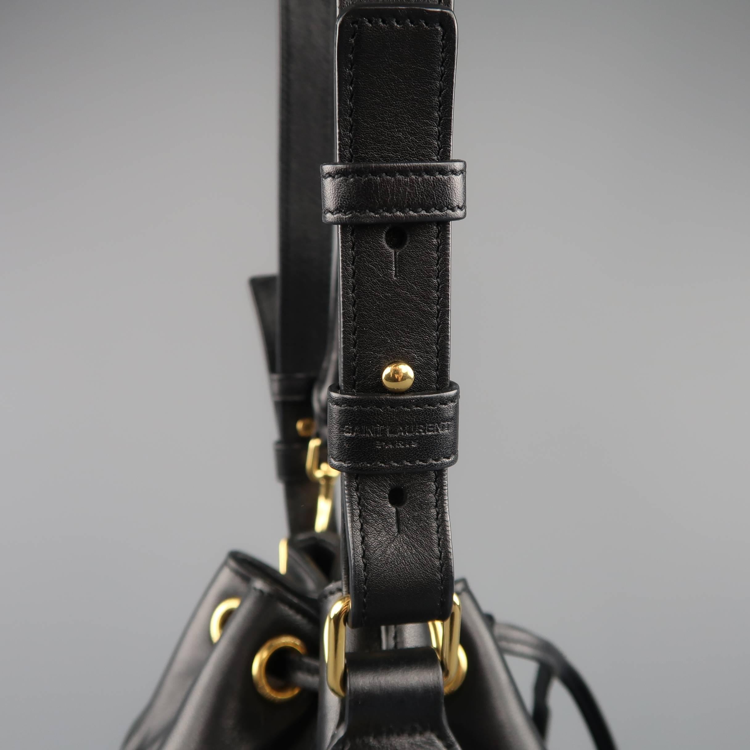SAINT LAURENT Bucket Bag - Black Fringe Leather Emmanuelle Cross Body Handbag 4