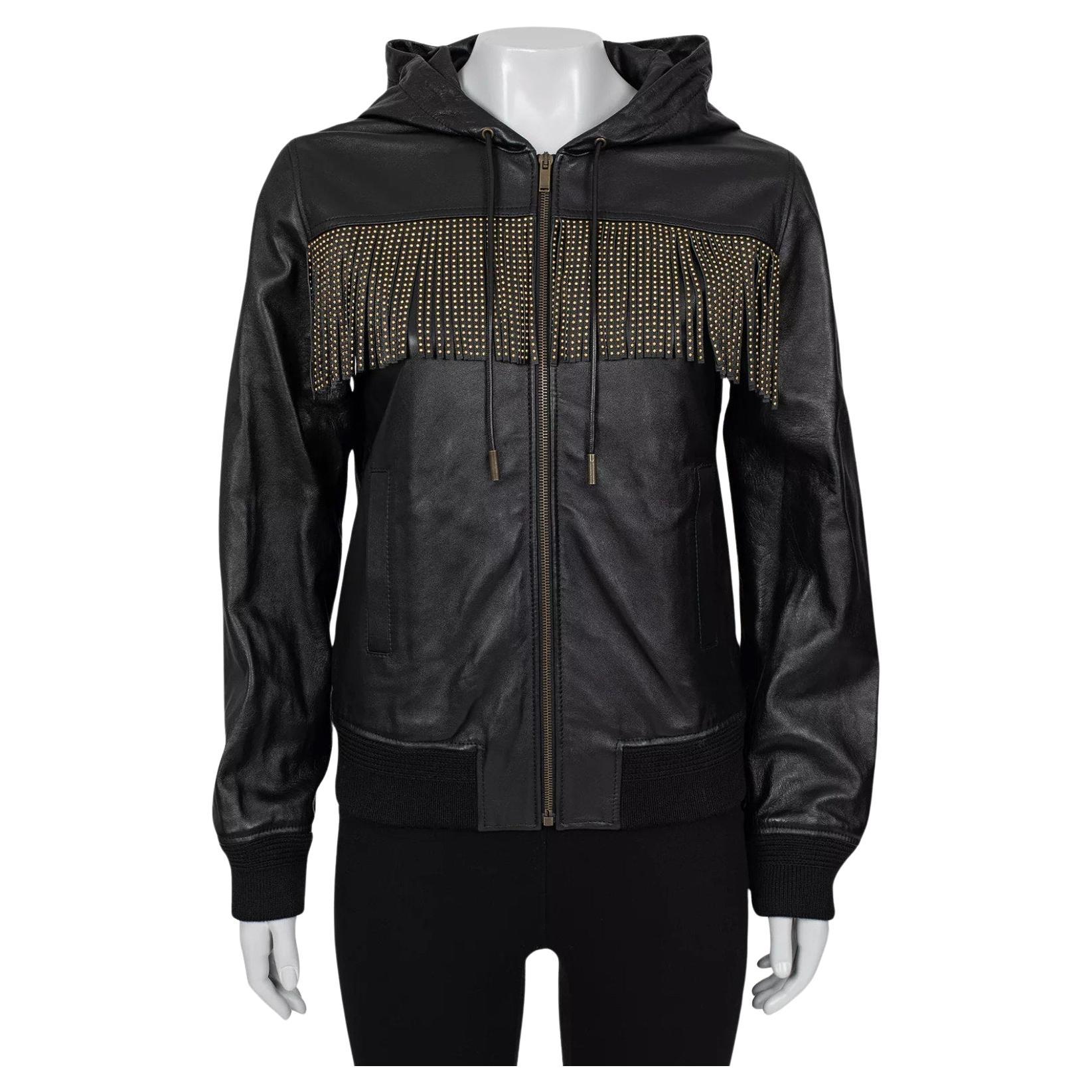 Saint Laurent Black Fringe Leather Jacket - Size S / FR36