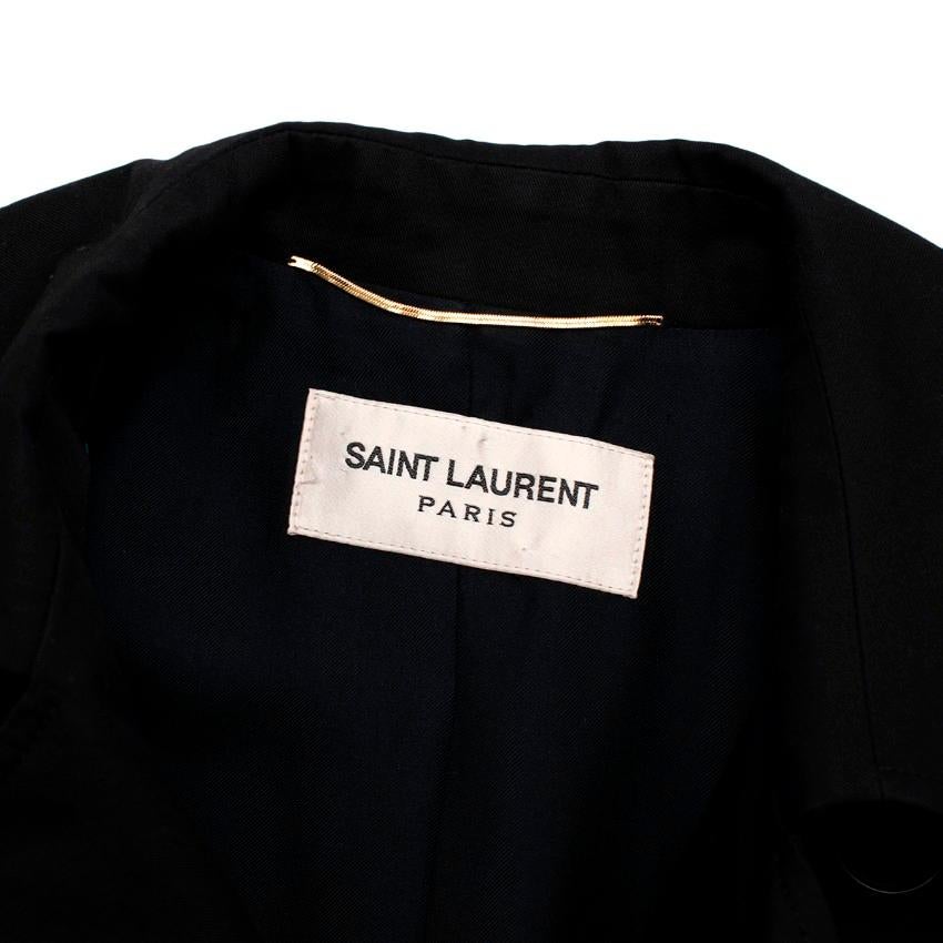Saint Laurent Schwarzer kurzer Gabardine-Trenchcoat 1