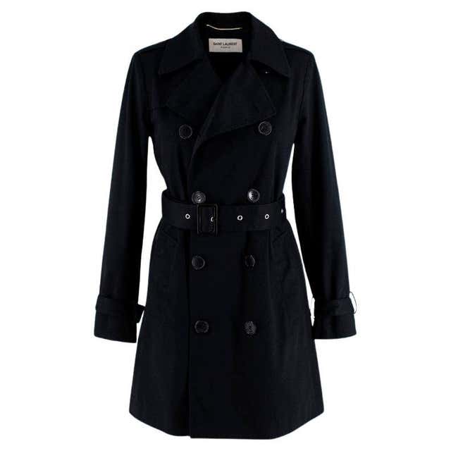 SAINT LAURENT HEDI SLIMANE 2015 black nylon zip front hooded parka coat ...