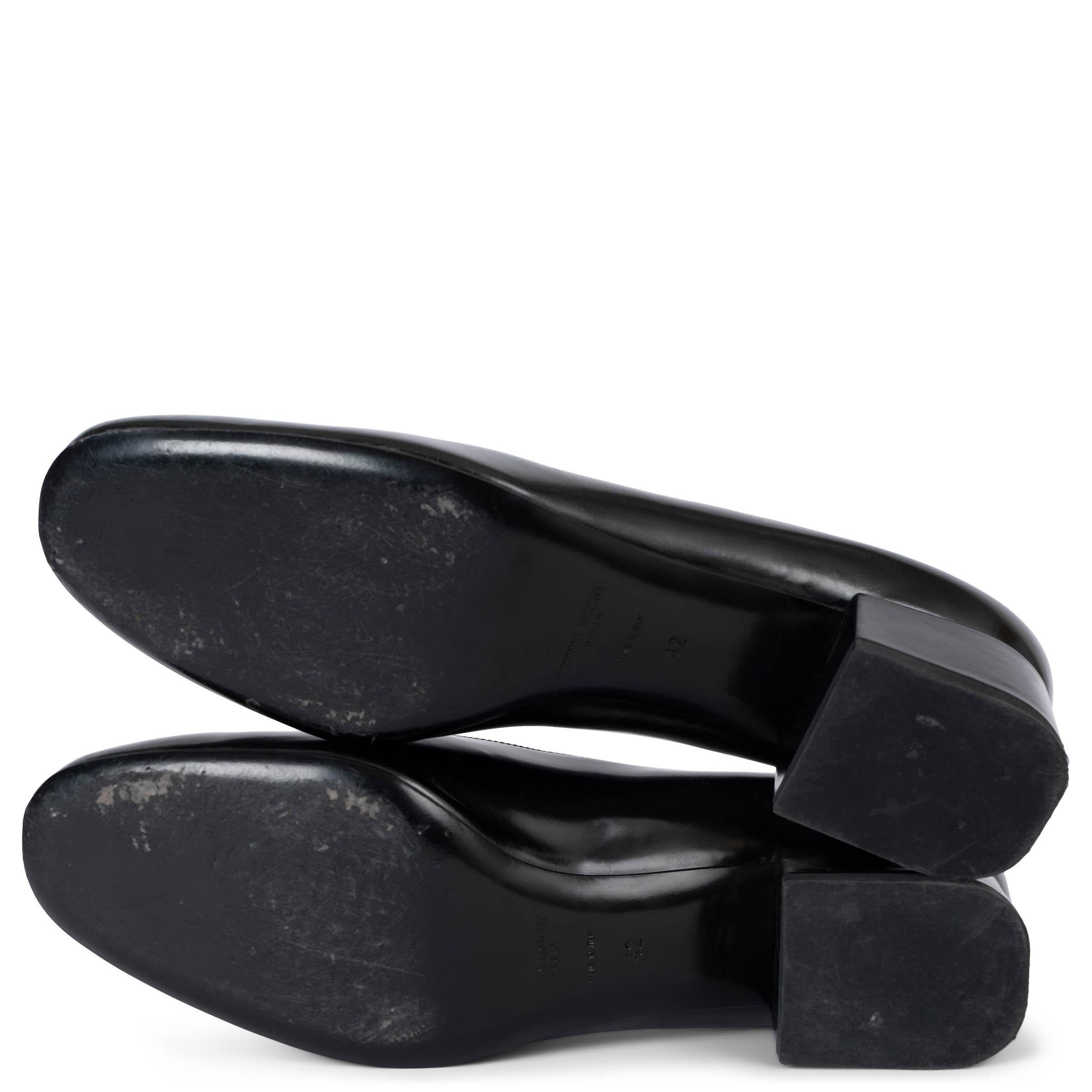 SAINT LAURENT black glazed leather 2015 BABIES TASSELED Loafers Shoes 42 For Sale 3