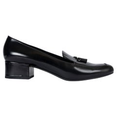 SAINT LAURENT Schwarz glasiertes Leder 2015 BABIES TASSELED Loafers Schuhe 42