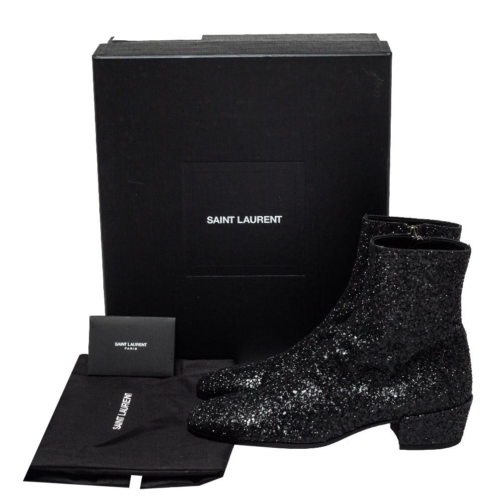 Saint Laurent Black Glitter Chelsea Ankle Boot Size 40 1