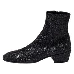Saint Laurent Black Glitter Chelsea Ankle Boot Size 40