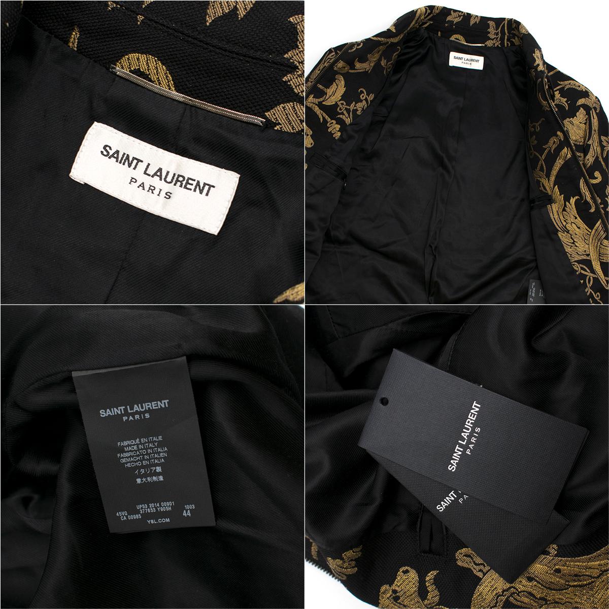 Men's Saint Laurent Black & Gold Brocade Jacket	 SIZE 44
