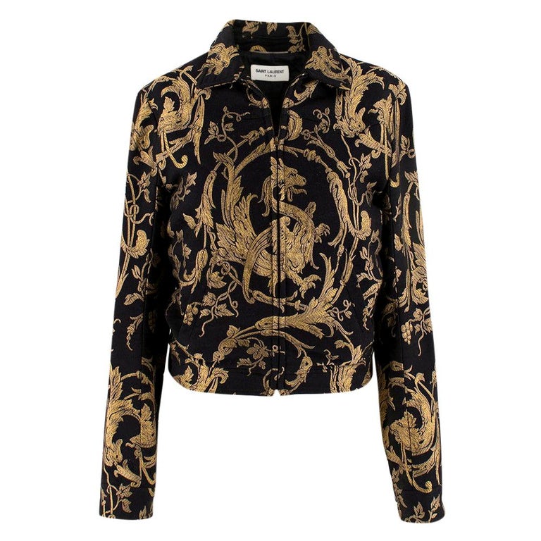 Saint Laurent Black and Gold Brocade Jacket SIZE 44 at 1stDibs