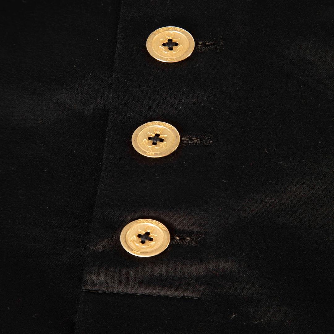 Saint Laurent Black Gold Buttoned A-Line Skirt Size XL In Good Condition For Sale In London, GB