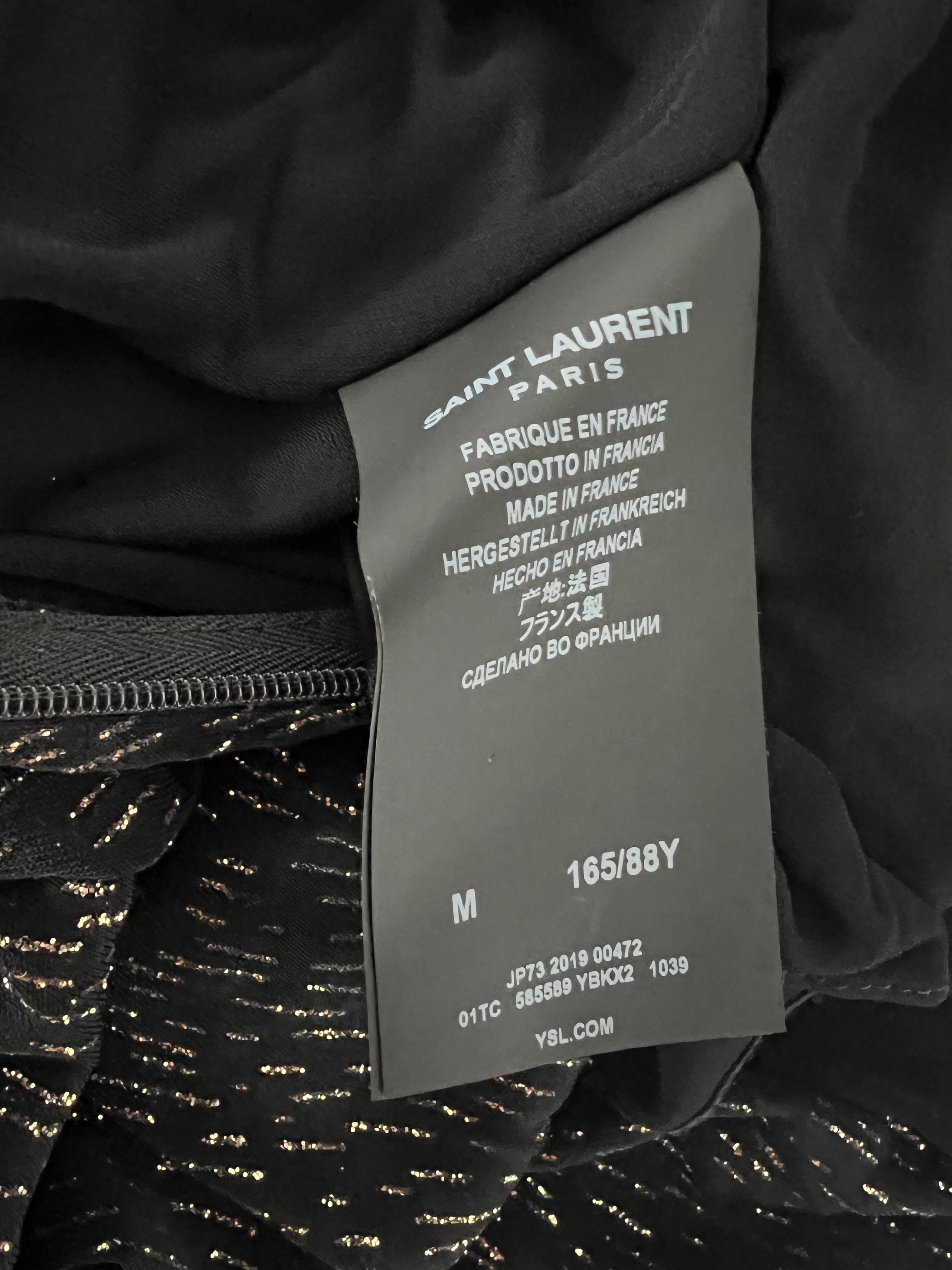 Saint Laurent Black / Gold Metallic Holter mini dress  For Sale 3