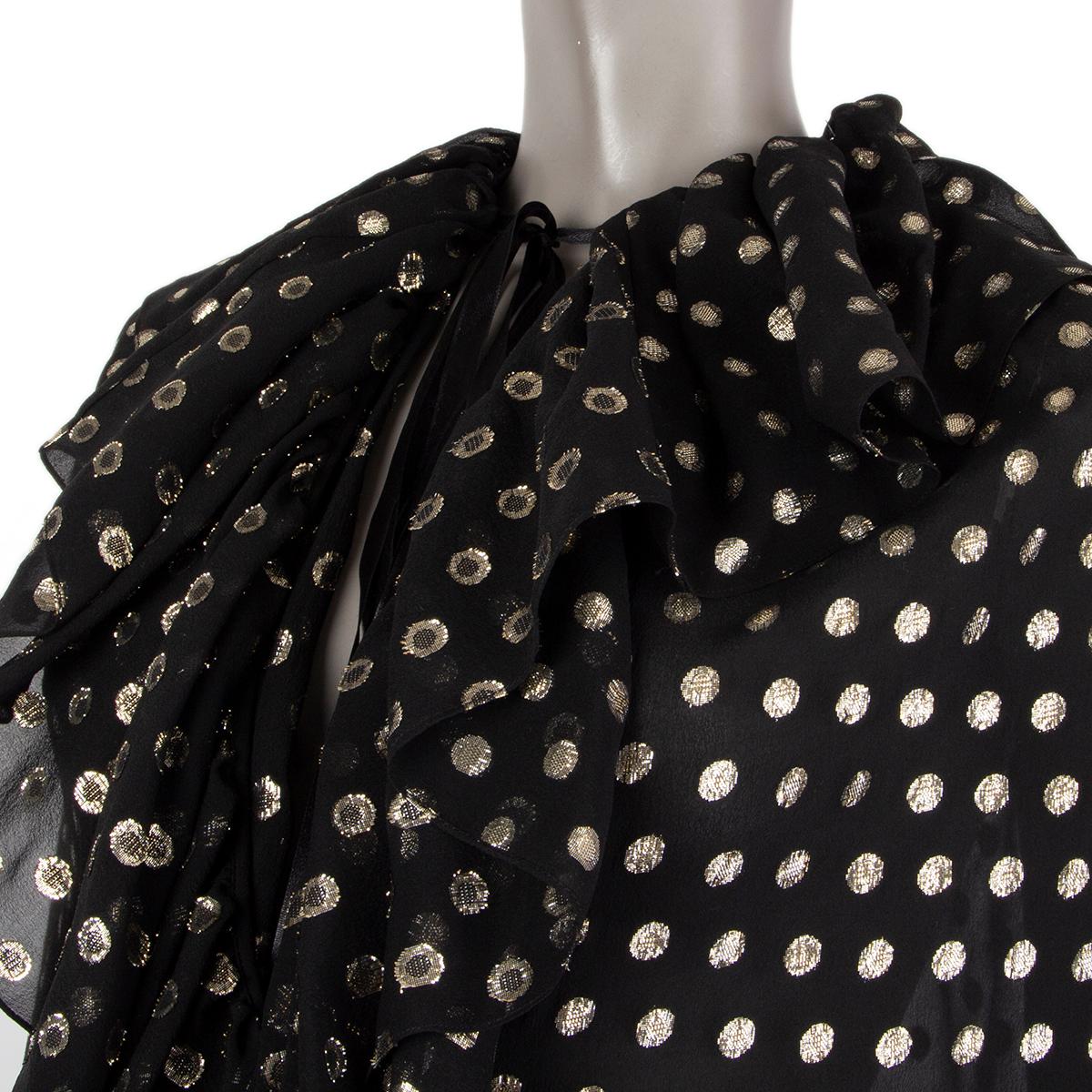 SAINT LAURENT schwarz & gold POLKA-DOT Seide CHIFFON CAPE Jacke 36 XS 1