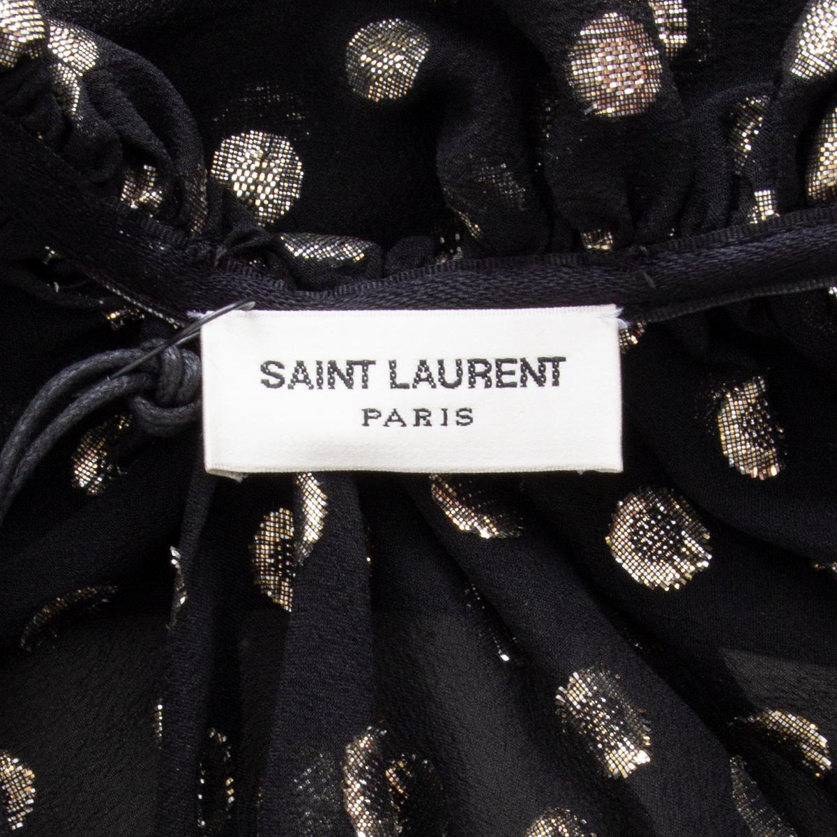 SAINT LAURENT schwarz & gold POLKA-DOT Seide CHIFFON CAPE Jacke 36 XS 2