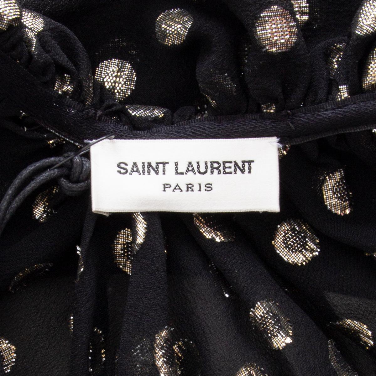 SAINT LAURENT black & gold POLKA-DOT silk CHIFFON CAPE Jacket 36 XS 1