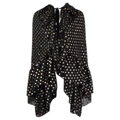 SAINT LAURENT black & gold POLKA-DOT silk CHIFFON CAPE Jacket 36 XS