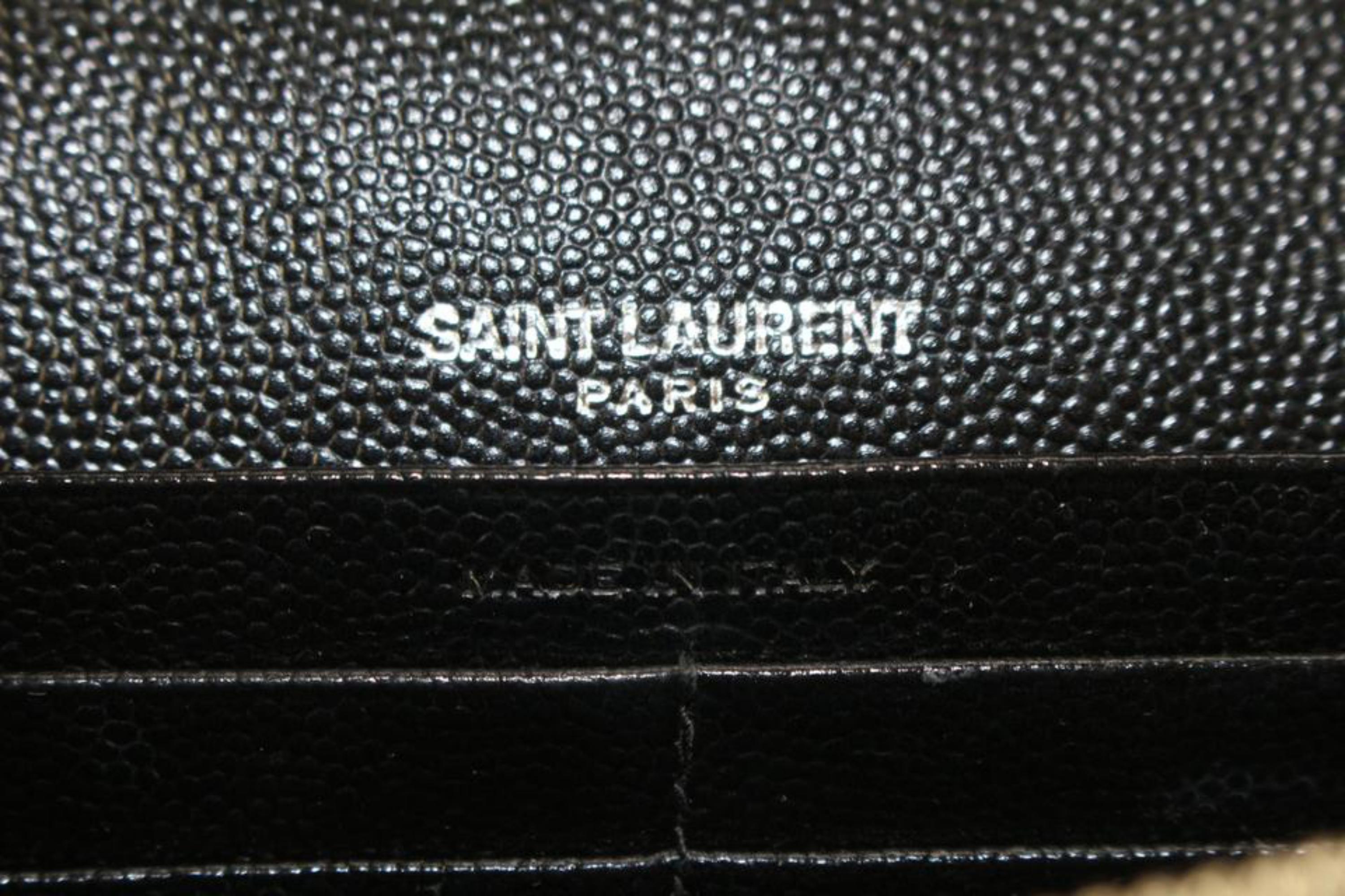 Saint Laurent Black Grain De Poudre Chevron Monogram Envelope Chain 32sl76s 7
