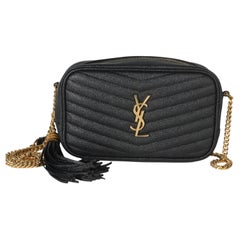 Saint Laurent Black Grain De Poudre Matelasse Mini Lou Camera Bag