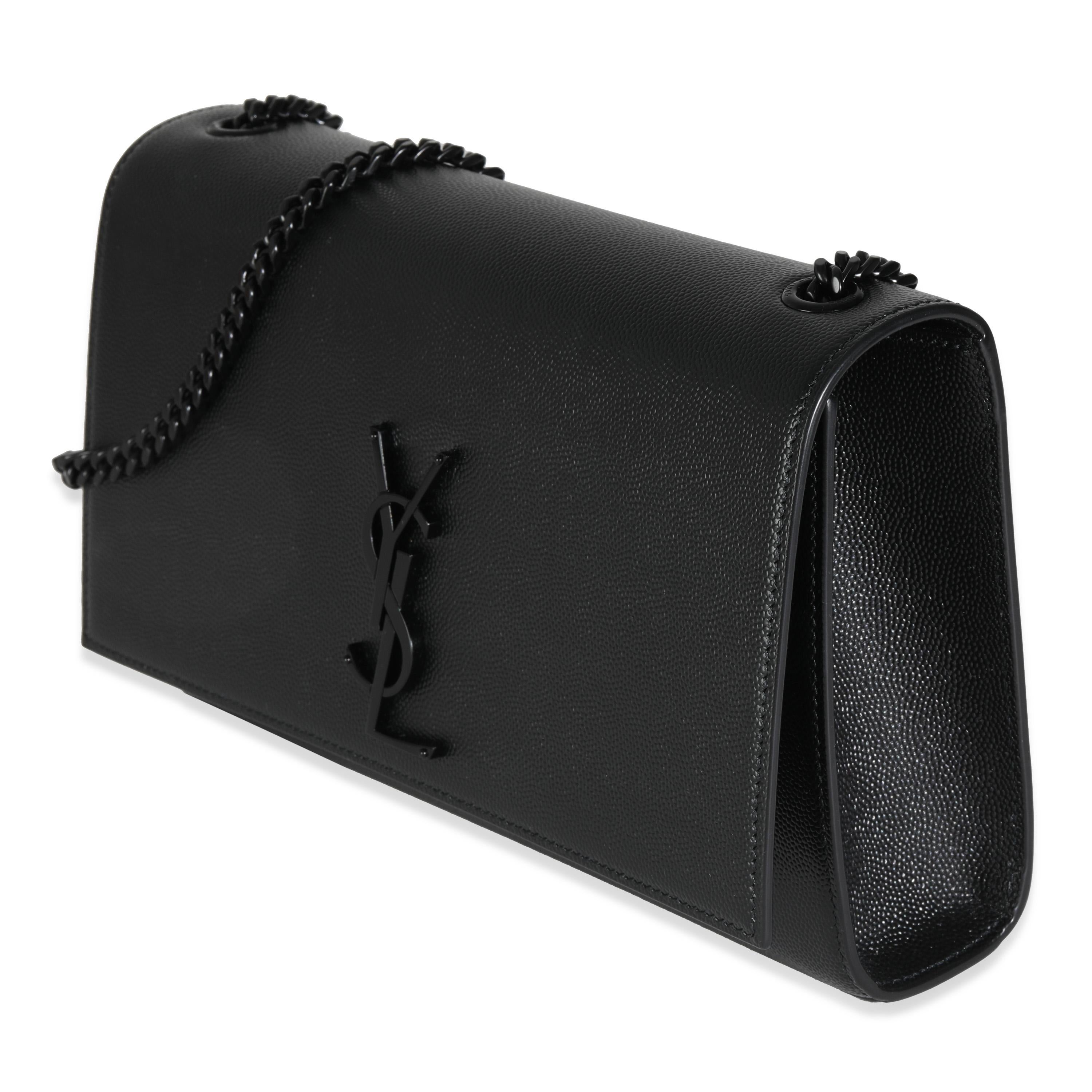 Saint Laurent Black Grain De Poudre Medium Kate Chain Bag In Excellent Condition For Sale In New York, NY