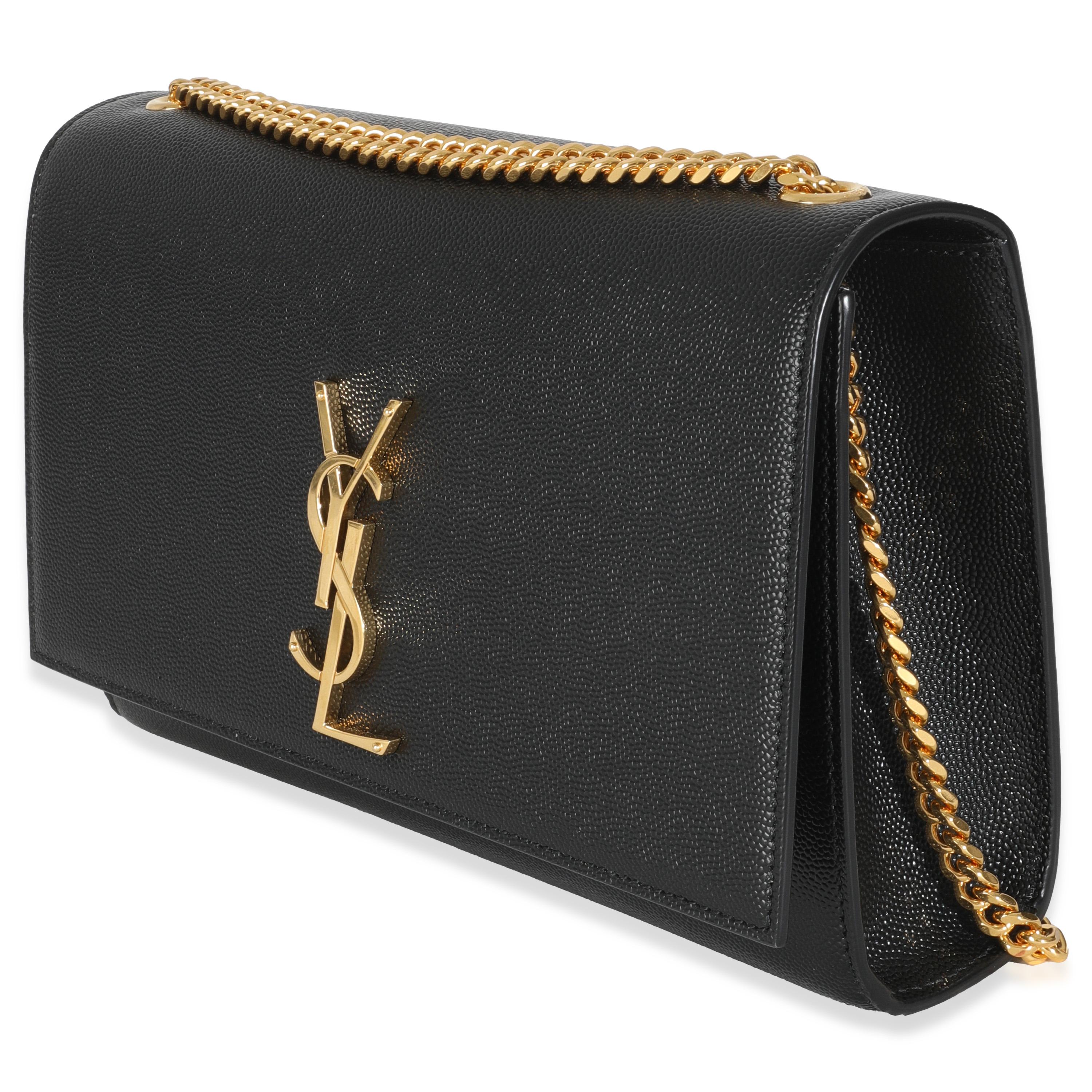Women's Saint Laurent Black Grain De Poudre Medium Kate Chain Bag For Sale