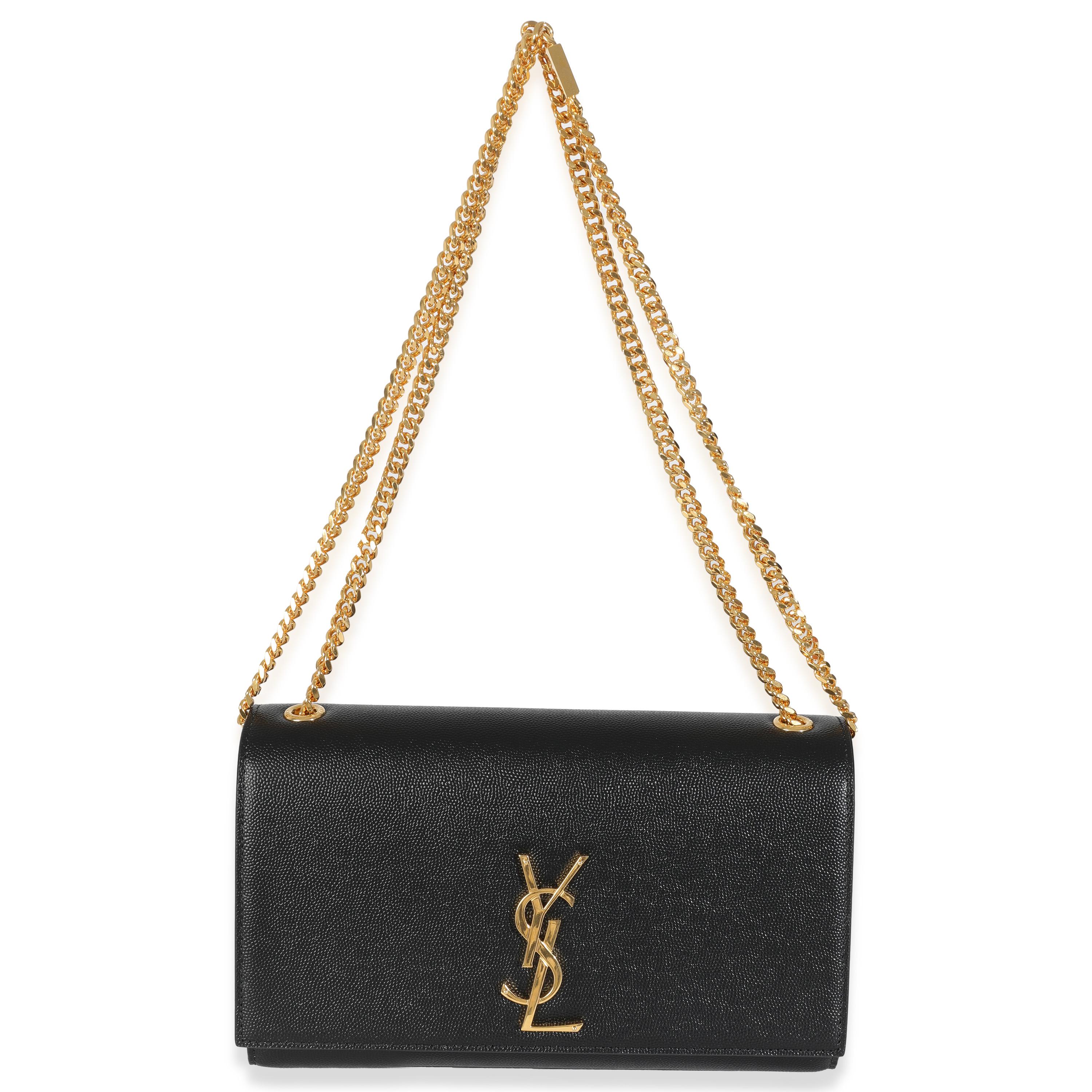 Saint Laurent Black Grain De Poudre Medium Kate Chain Bag For Sale 2