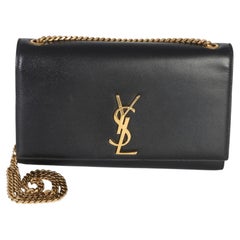 Saint Laurent Noir Grain De Poudre Medium Kate Chain Bag