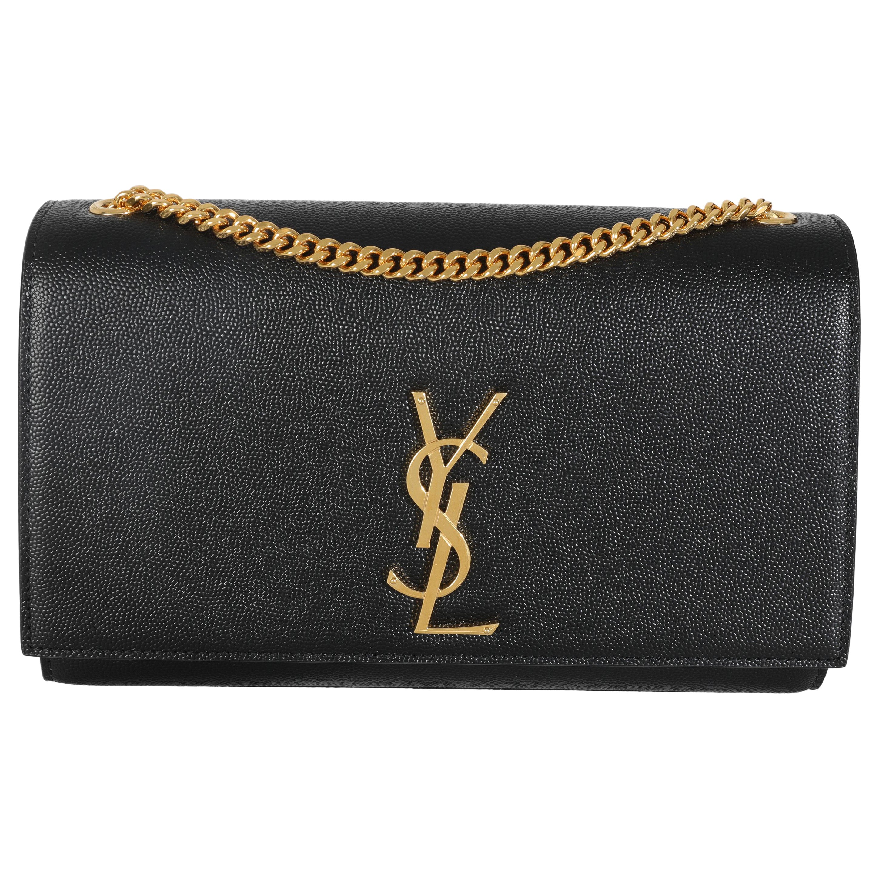 Saint Laurent Black Grain De Poudre Medium Kate Chain Bag For Sale