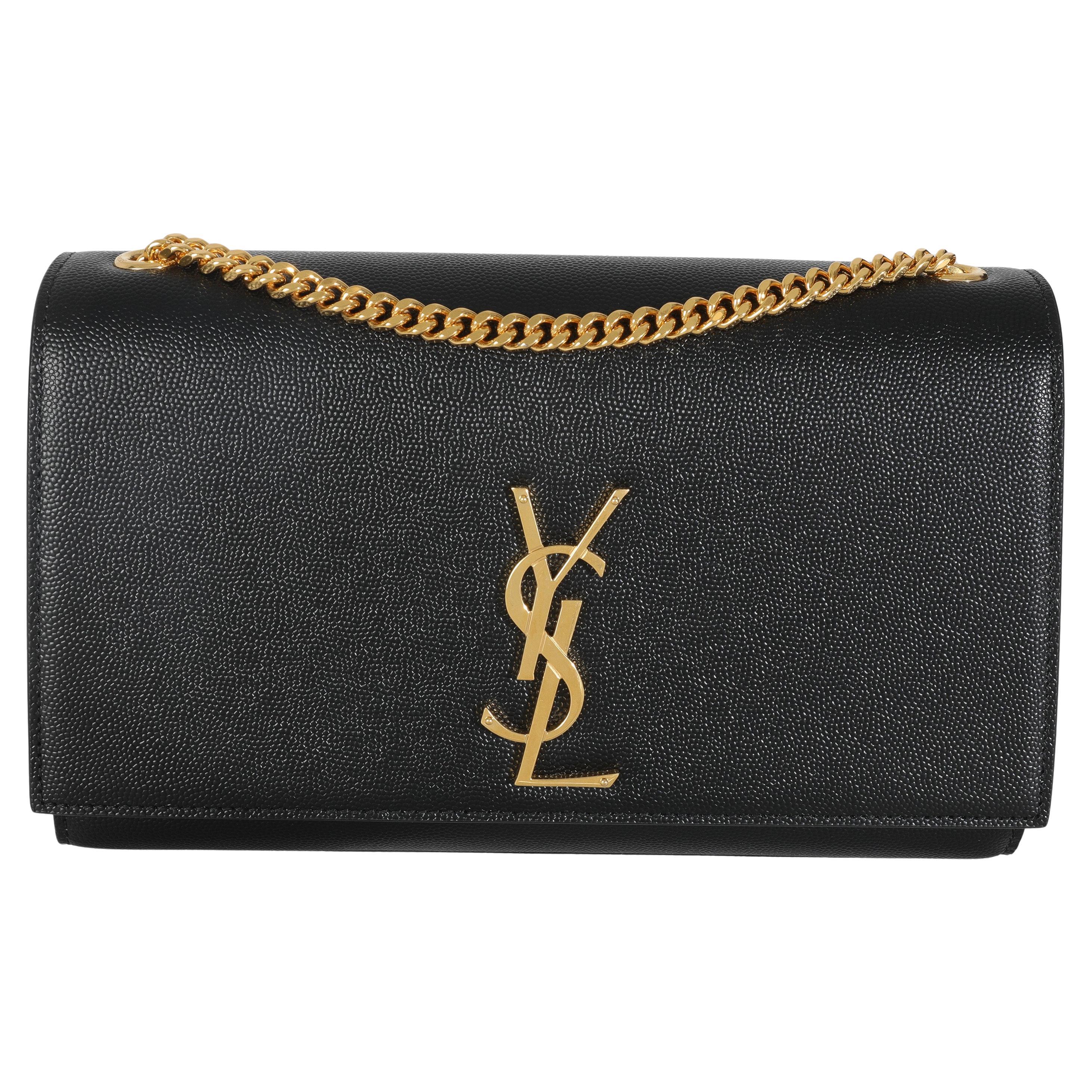 Saint Laurent Black Grain De Poudre Medium Kate im Angebot