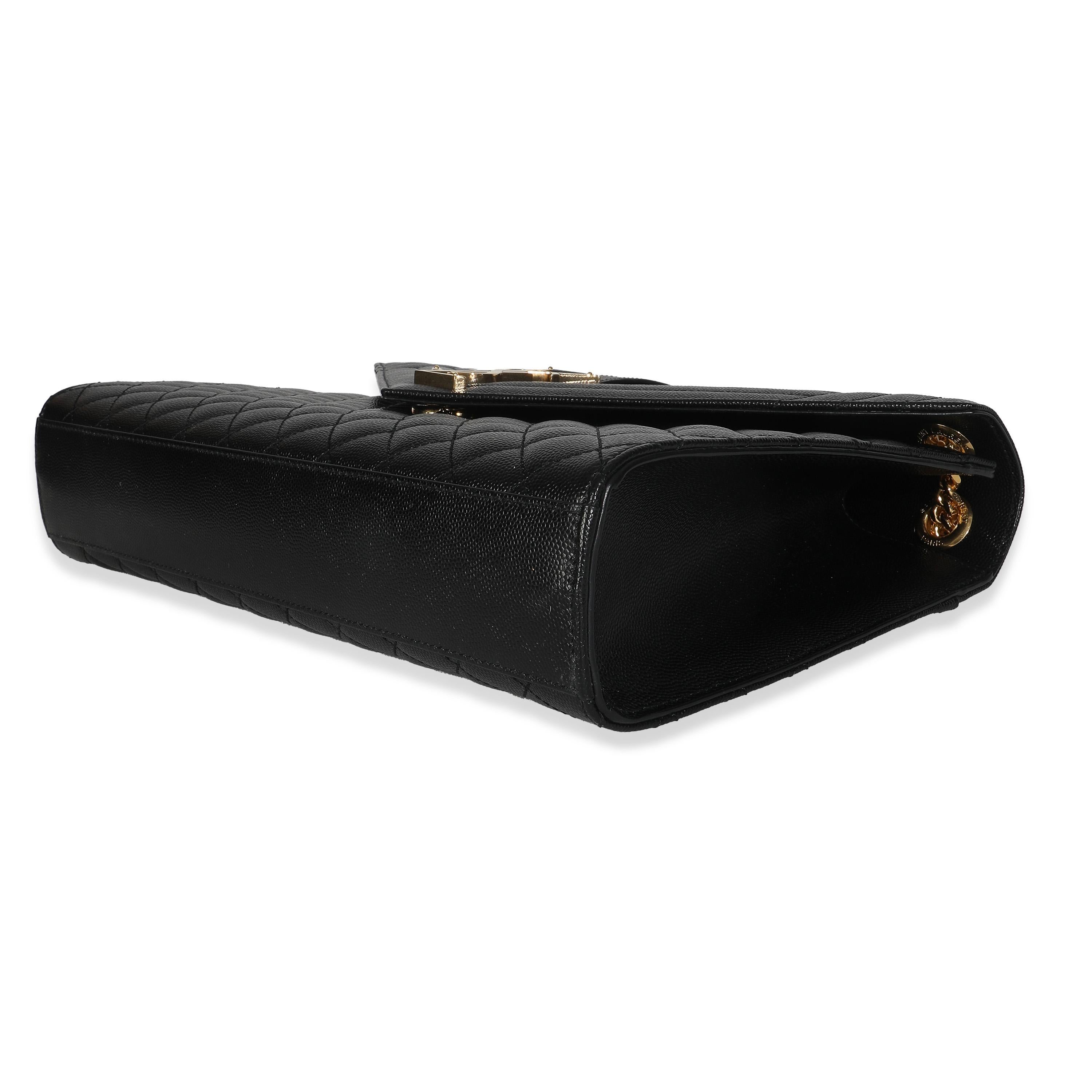 Saint Laurent Black Grain De Poudre Mixed Matelasse Large Triquilt Satchel Pour femmes en vente