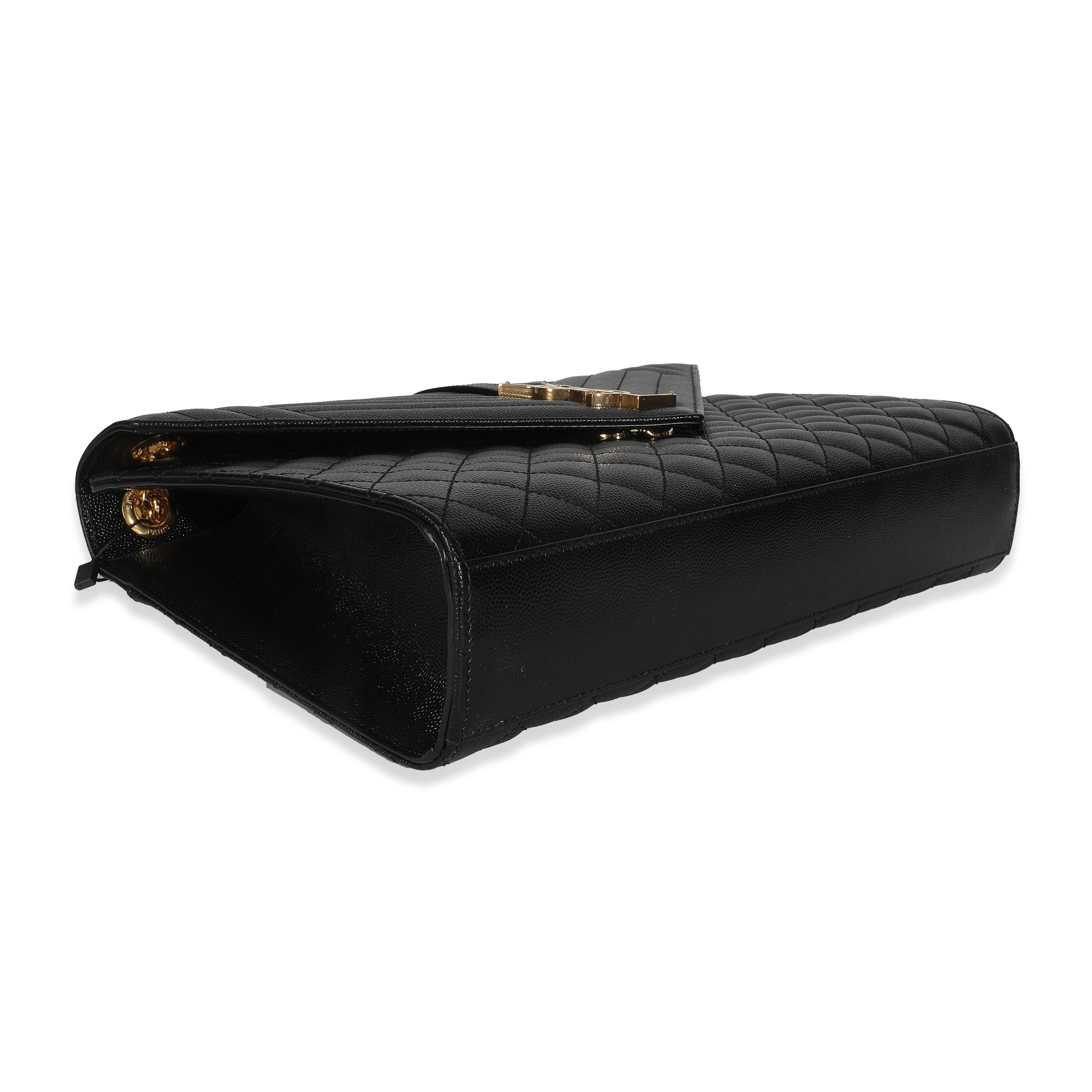 Saint Laurent Black Grain De Poudre Mixed Matelasse Large Triquilt Satchel en vente 2