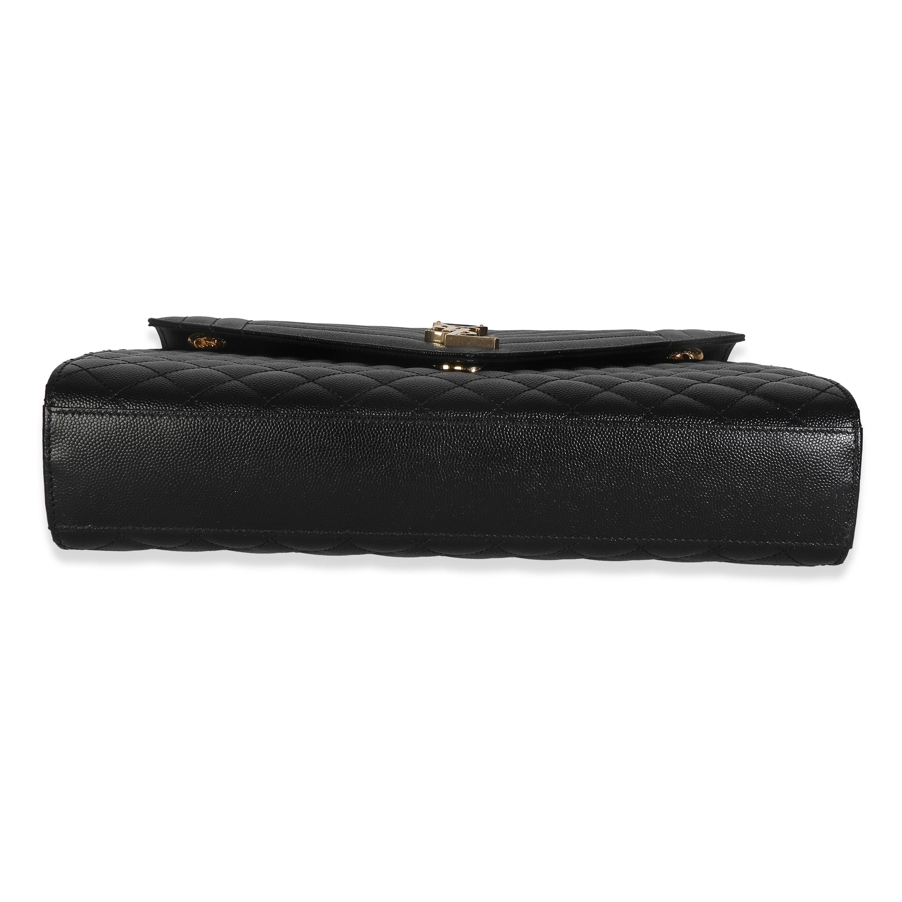 Saint Laurent Black Grain De Poudre Mixed Matelasse Large Triquilt Satchel en vente 3