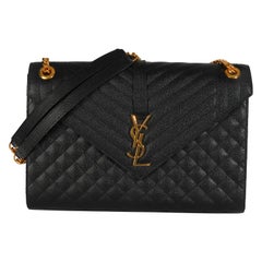 Saint Laurent Nero Grain De Poudre Matelasse Mista Grande Triquilt Satchel