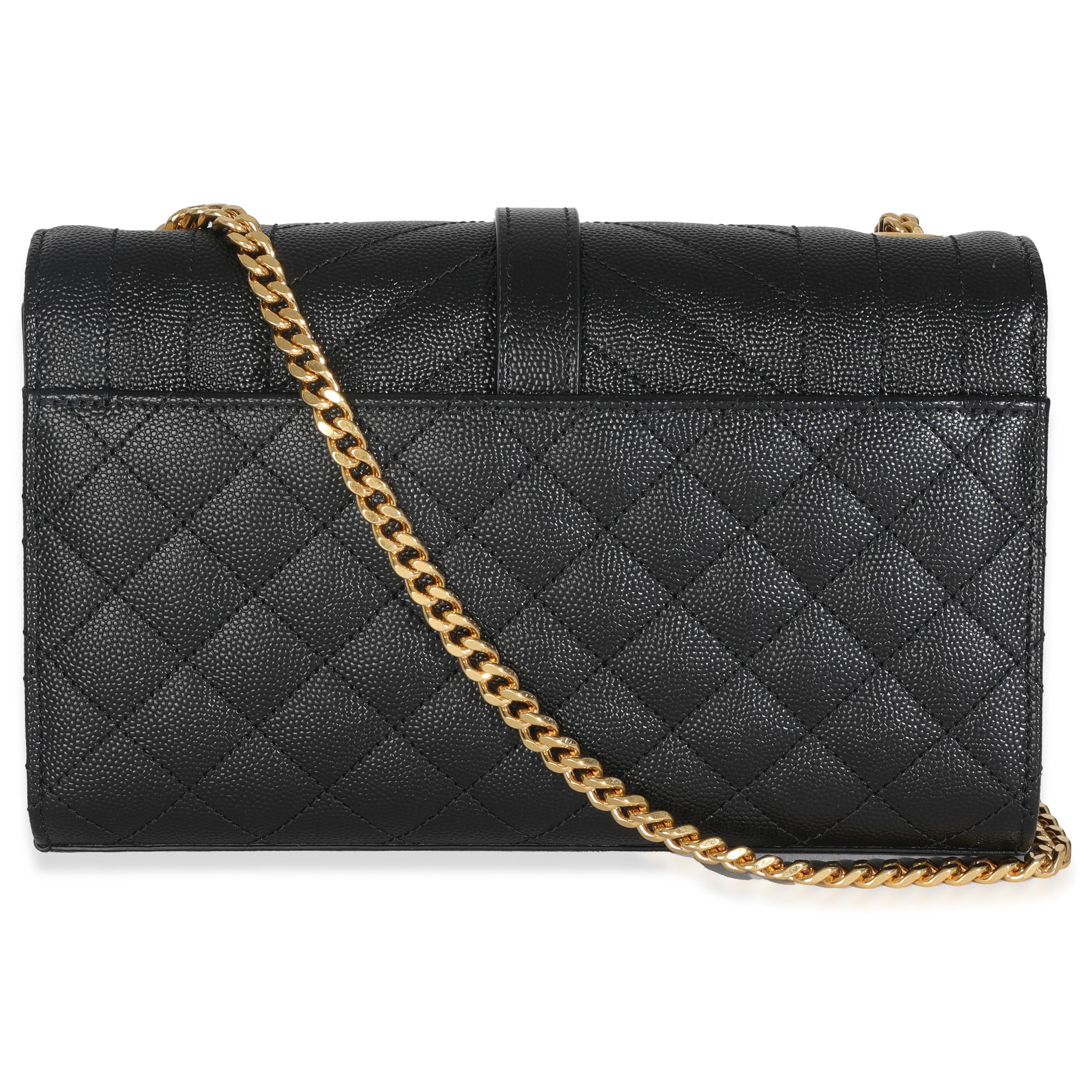 Saint Laurent Nero Grain De Poudre Misto Triquilt Busta Piccola Monogram Flap In condizioni ottime in vendita a New York, NY