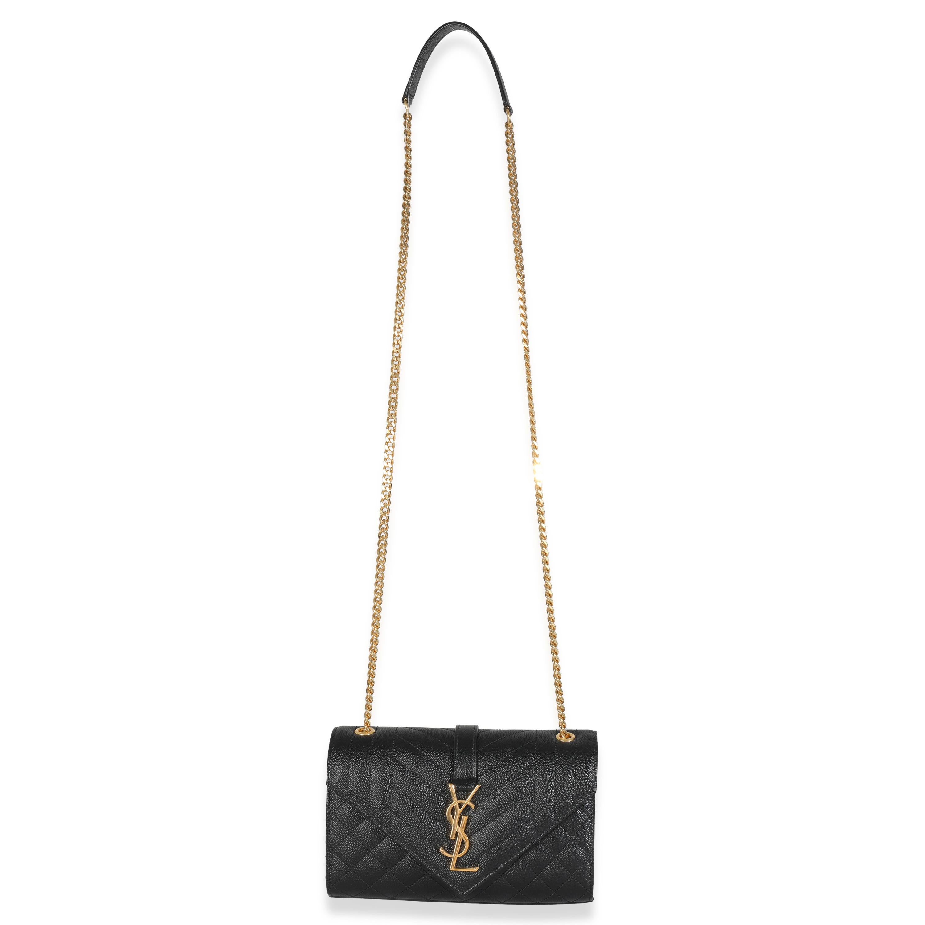 Saint Laurent Nero Grain De Poudre Misto Triquilt Busta Piccola Monogram Flap in vendita 1