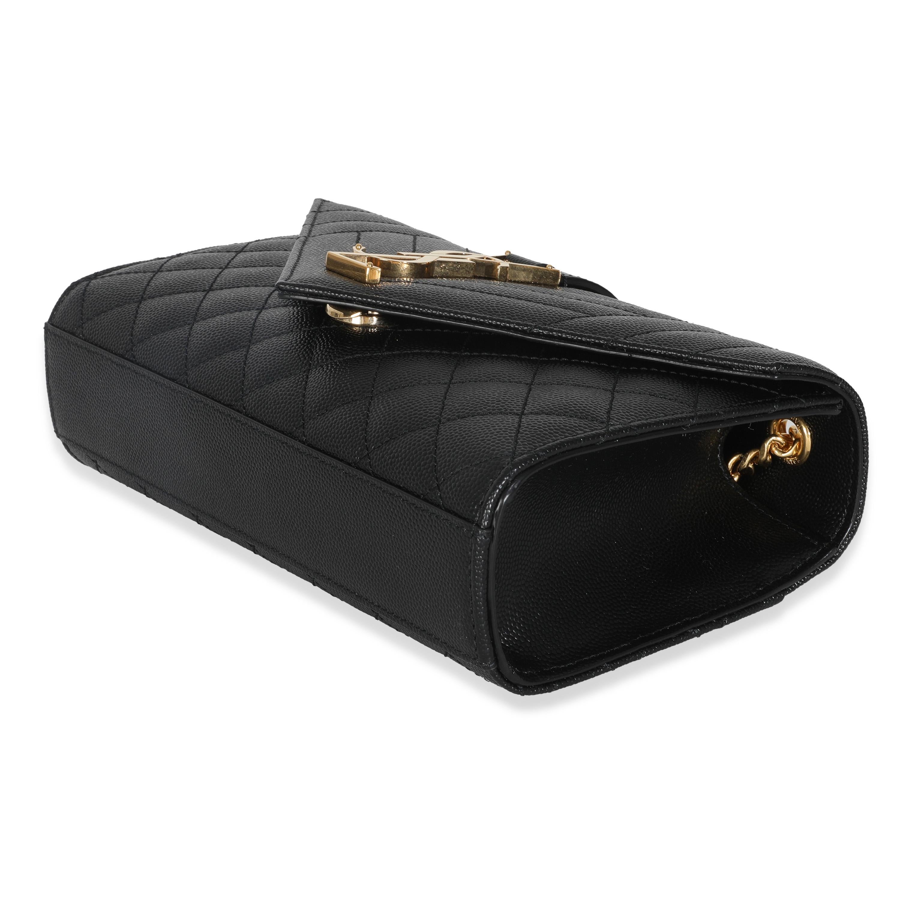 Saint Laurent Black Grain De Poudre Mixed Triquilt Small Monogram Envelope Flap en vente 1