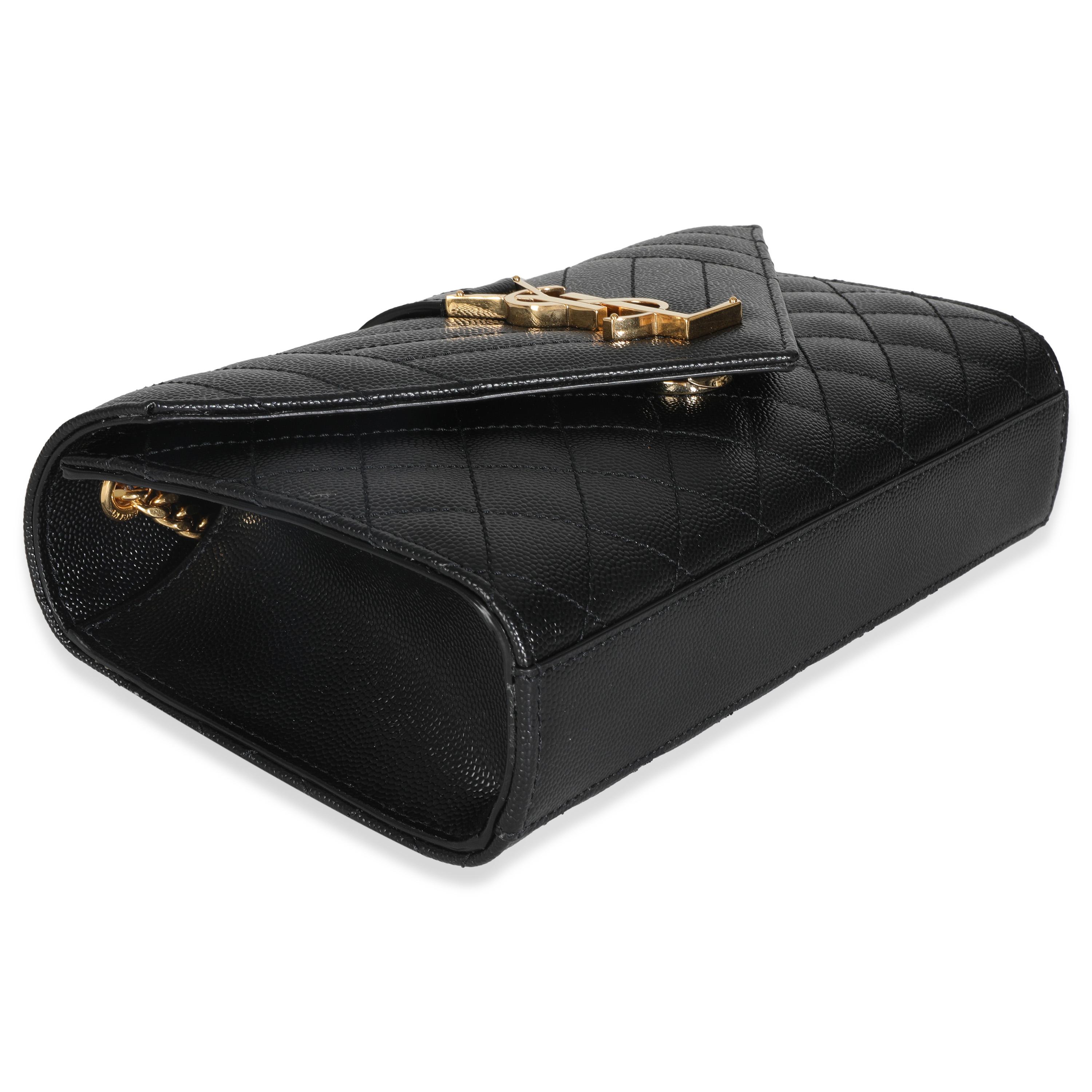 Saint Laurent Nero Grain De Poudre Misto Triquilt Busta Piccola Monogram Flap in vendita 2